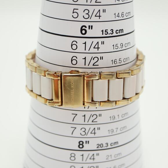 Michael Kors Womens White Gold Tone Chronograph Watch 39mm with New Battery - Picture 4 of 16